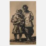 Johann Kurt Pflug, "The poor chinese Children", Tuschefederzeichnung