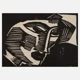 Prof. Karl Schmidt-Rottluff, Frauenkopf, Holzschnitt