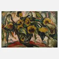 Gerhard Schöpplein, Sonnenblumen, Öl auf Hartfaserplatte