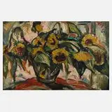 Gerhard Schöpplein, Sonnenblumen, Öl auf Hartfaserplatte