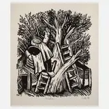 Prof. Lothar Sell, "Imker", Holzschnitt