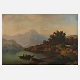 Carl Ludwig Schmitz, Abend am Bergsee, Öl auf Leinwand