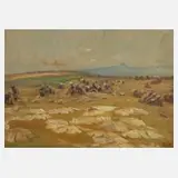 Martin Frost, Ernteszene, Öl auf Malkarton