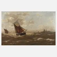Erwin Günther, Segler vor holländischer Küste, Öl auf Leinwand