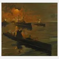 Verner Holmquist, U-Boot, 1888, Öl auf Leinwand