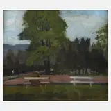 Peter Kelemen, Im Park, Öl auf Pappe