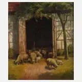 Otto Kübler, Vorm Schafstall, Öl auf Leinwand