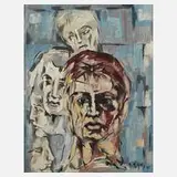 Karl Michaely, "Der Rote Kopf", 1985, Öl auf Pappe