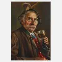Walter Roessler, Der Weintrinker, Öl auf Sperrholztafel