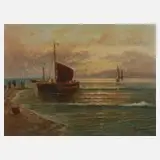Franz Waldegg, Fischerboote am Strand, Öl auf Leinwand