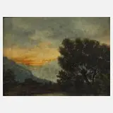 K. Walter, Abenddämmerung, Öl auf Malkarton