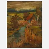 Hans Wohlrab, Am Bachlauf, 1972, Öl auf Malkarton