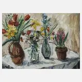 Karl-Heinz Kress, Blumenstillleben, Öl auf Leinwand