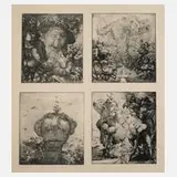 Manfred Hausmann, "Gullivers Reisen", Radierung in Dunkelgrün
