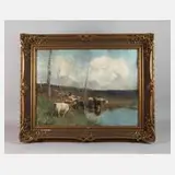 Maurice Hagemans, Kühe am See, Mischtechnik