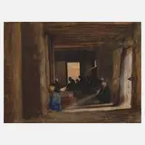 Ernst M. Heims, "Moschee in Dikoa", Aquarell