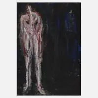 Arno Backhaus, Figur im dunklen Raum, 1984, Mischtechnik auf Papier