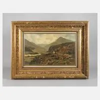 Carl Heyn, Marterl in Berglandschaft, Öl auf Leinwand