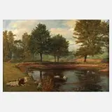 Am Weiher by Ermenegildo Carlo Donadini, Öl auf Hartfaserplatte, offered Sep 2023