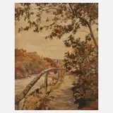 Georg Hirmsch, "Herbstsonne im Elstertal", Aquarell