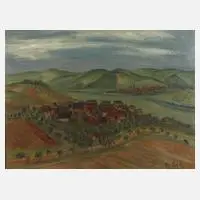 Elisabet Schettler, Dorf in Sommerlandschaft, 1938, Öl auf Leinwand
