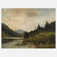 Fritz Halberg-Krauss, Bukolische Landschaft, Öl auf Leinwand
