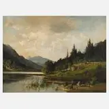 Fritz Halberg-Krauss, Bukolische Landschaft, Öl auf Leinwand