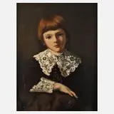 K. Voigtlaender, Kinderportrait, Öl auf Leinwand