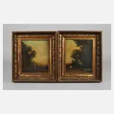 J. A. Potlowicz, Pendants Reitergruppe, Ölmalerei auf Leinwand