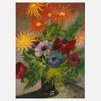 Franz Heckendorf, Blumenstillleben, Öl auf Hartfaserplatte
