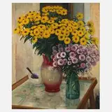 Fritz Gartner, Herbstblumen, Öl auf Hartfaser