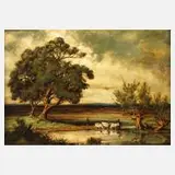 Emil Kalwa, Märkische Landschaft, Öl auf Holzplatte