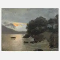 Rudolf Quittry, Seestück im Abendlicht, Öl auf Leinwand