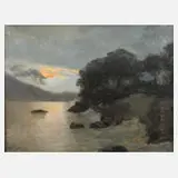 Rudolf Quittry, Seestück im Abendlicht, Öl auf Leinwand