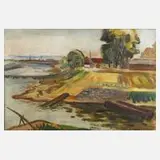 Willy Wenk, Flusslandschaft, Öl auf Leinwand