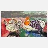 Ernst Hassebrauck, Stillleben mit Teekanne, Gouache auf Papier