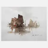 Manfred Feiler, Seestück, Aquarell auf weißem Karton