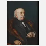Ludwig Knaus, Herrenportrait, Mischtechnik auf Papier auf Holztafel