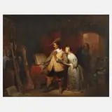 Karel Schmidt, Cromwell vor seinem Portrait, Öl auf Holztafel