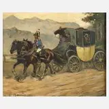 Carl Franz Bauer, Postkutsche im Gebirge