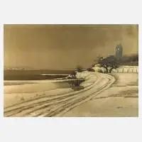 Winter bei Kaiserswerth by Ferdinand Böhmer-Fest, Öl auf Leinwand, offered Feb 2024