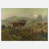 Carl Deiker, Hirschbrunft, 1923, Öl auf Leinwand