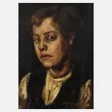 Gottfried Eckardt, Knabenportrait, Öl auf Papier/Karton