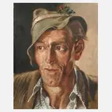 Richard Moser, Bauernportrait, Öl auf Hartfaserplatte