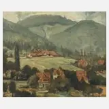 Robert Naumann, Mittelgebirgslandschaft, Öl auf Pappe