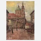 Karel Petrbauer, St.-Nikolaus-Kirche in Prag, Öl auf Leinwand