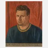 Carl Wittek, Portrait "László G. Vecsey", 1955, Öl auf Leinwand auf Holzplatte aufgezogen