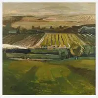 Lothar Gemmel, "Vorstadtlandschaft", Öl auf Leinwand