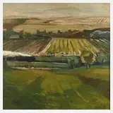 Lothar Gemmel, "Vorstadtlandschaft", Öl auf Leinwand