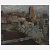 Lothar Gemmel, Kleinstadt, Öl auf Leinwand